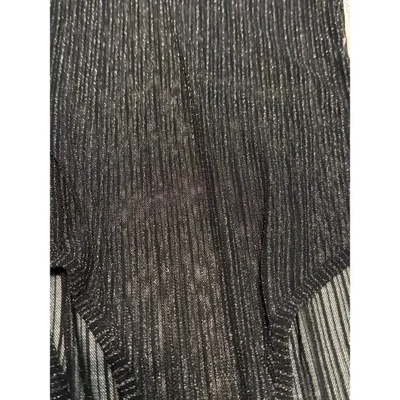 Zara size small bodysuit, sheer, black and gold metallic. - Picture 4 of 7